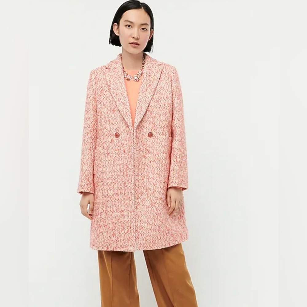 J. Crew Tweed Daphne Nalya Italian Wool Coat - Guava Pink
